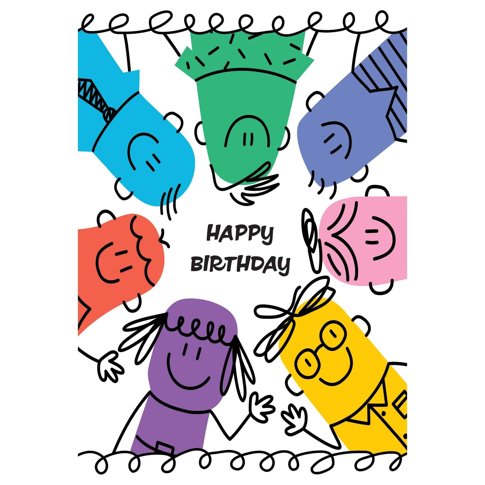 Pictura Circle Of Faces birthday card featuring a colorful design with multiple illustrated faces for everyday greeting use.